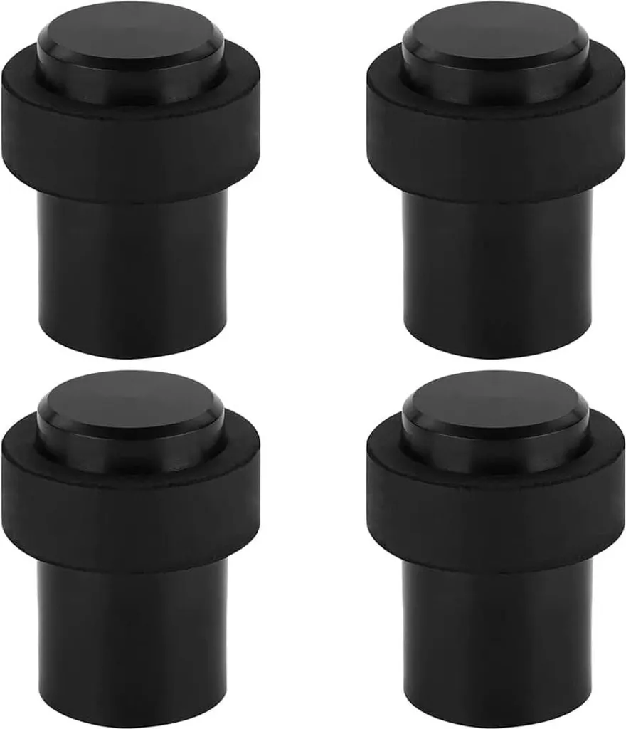 Jeu de 4 butoirs de porte inox noir cylindriques pour sol et mur