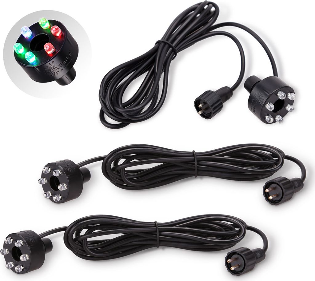 CLGarden 3 Stück LED Ring Multicolor für LED Springbrunnen Set Mehrfarbig Beleuchtung 32mm