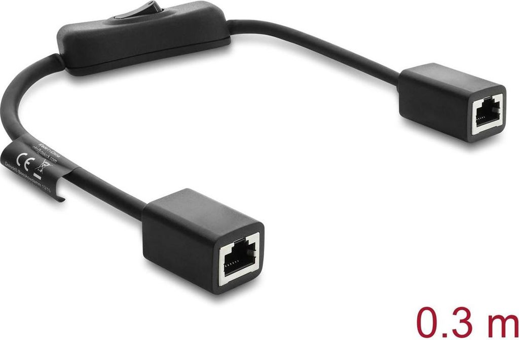 Delock RJ45 Kabel Buchse zu Buchse mit Schalter Cat.6 F/UTP 0,3 m schwarz