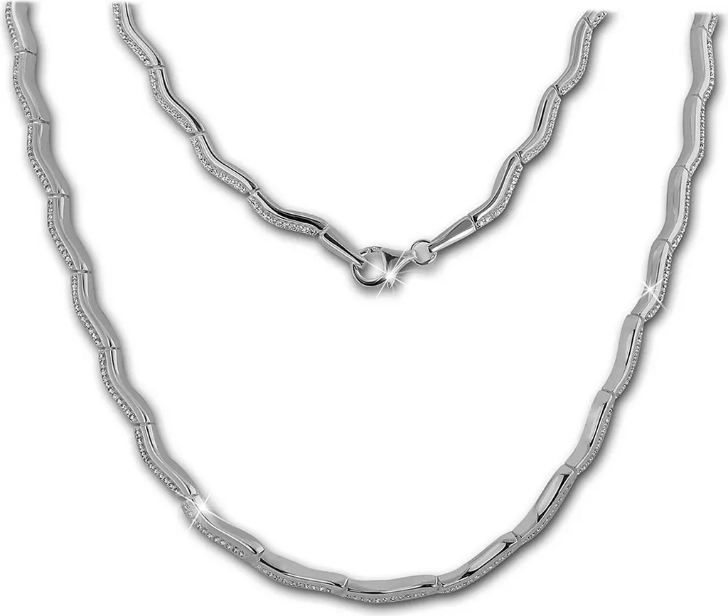 Collier Vague Argent 925 et Émail Blanc Femme SilberDream SDK461W