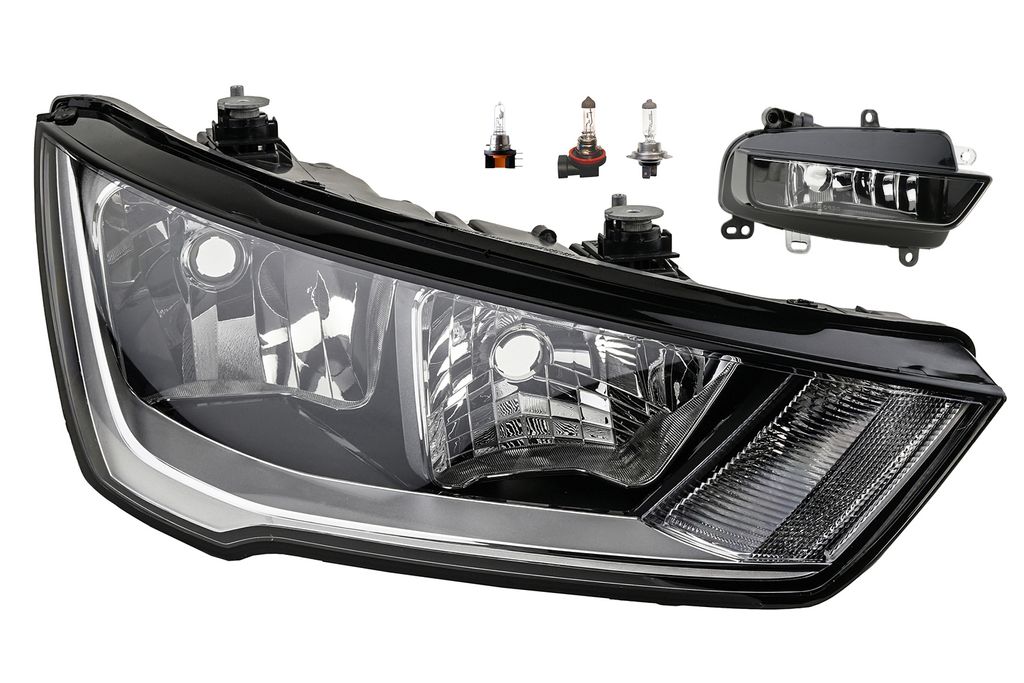 Johns, Scheinwerfer Halogen passend für Audi A1 8X H7 H15 Rech. 15- +Nebel+Leuchtmittel 8XA941004 8XA941700