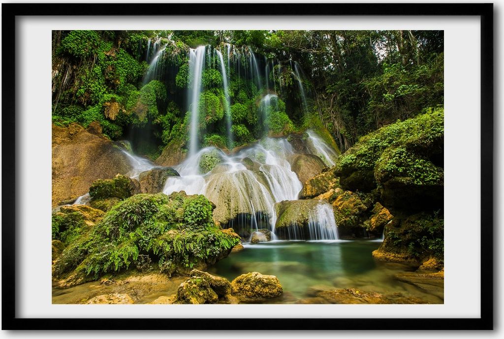 Bild 60x40 MDF-Rahmen, Wandkunst Wasserfall