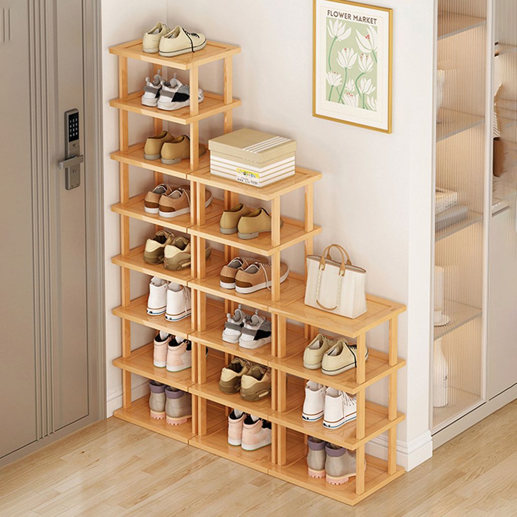 8 Etagen vertikales Schuhregal, Holz schmales Schuhregal