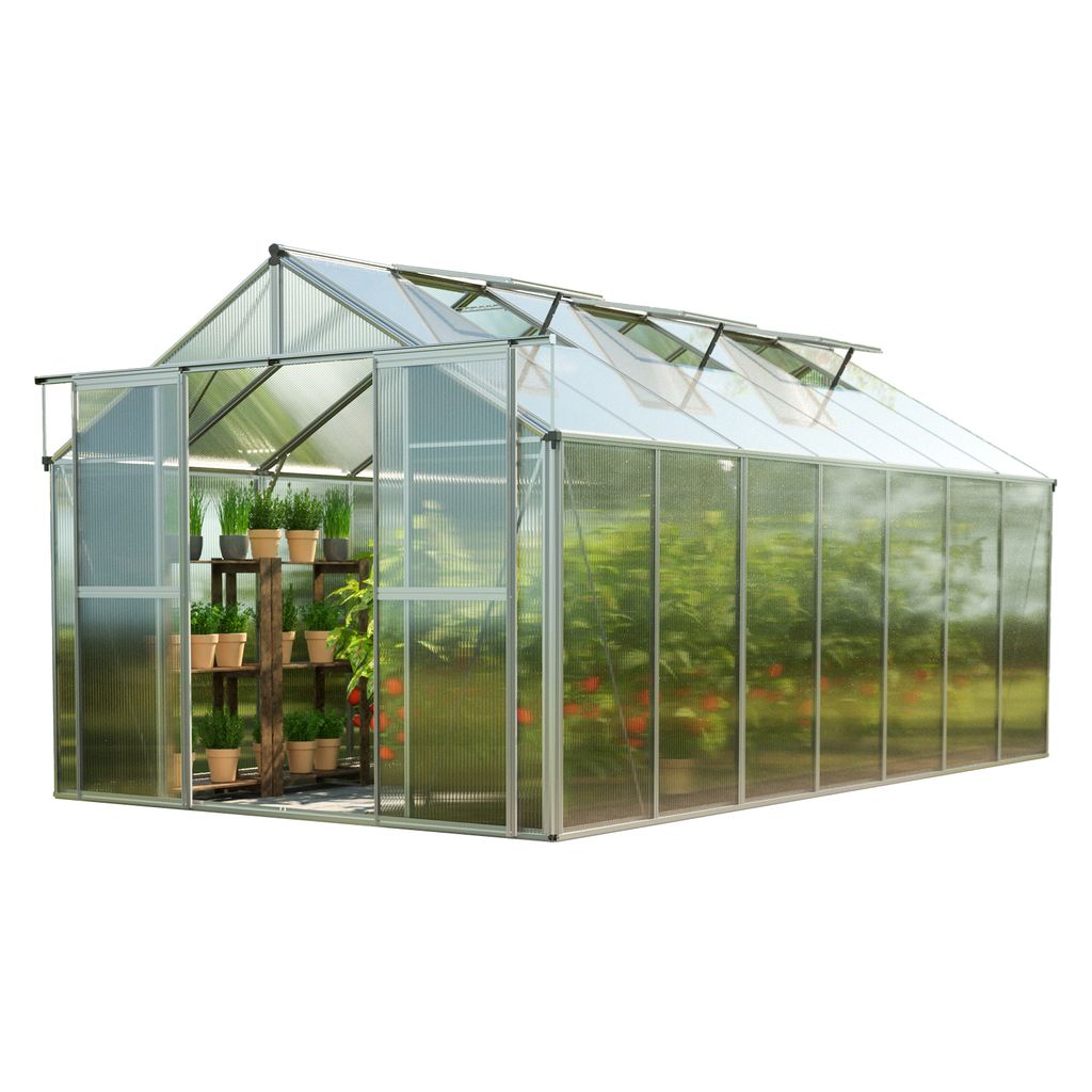 GFP Gewächshaus Topas 7 aus Alu 225x449 cm ca. 8 mm Doppelstegplatten formstabil & witterungsbeständig