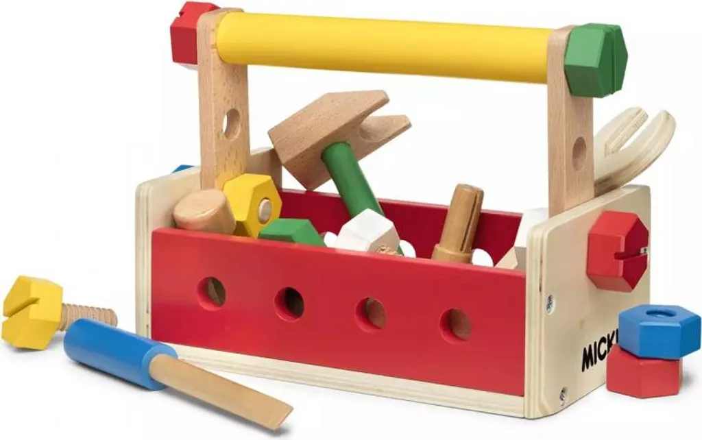 Jouet d'imitation boîte à outils en bois pour enfant avec 25 accessoires