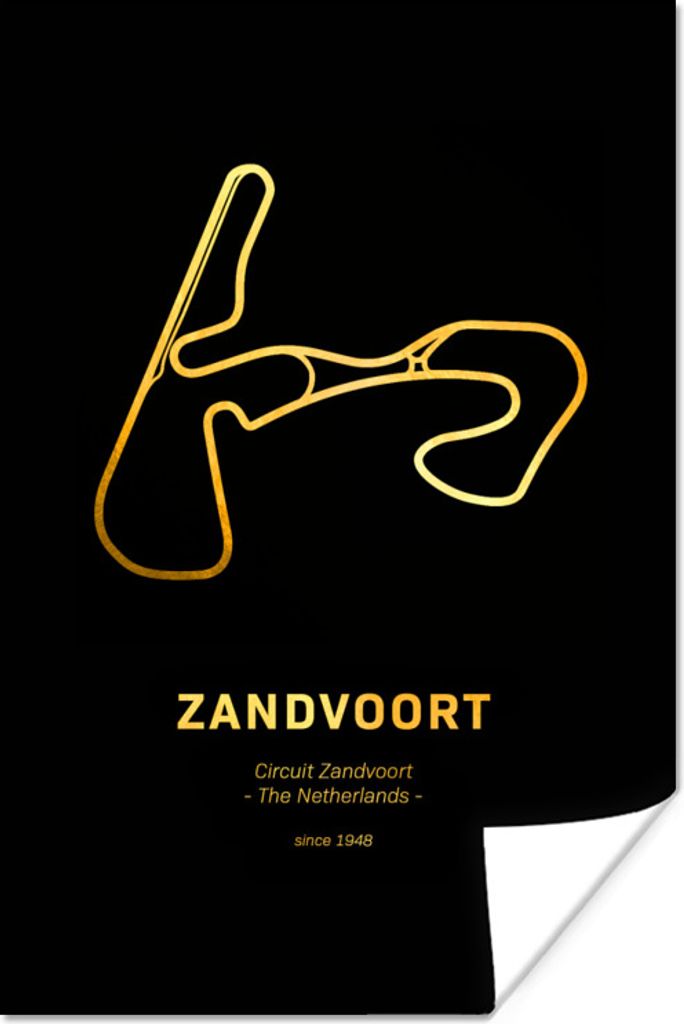 MuchoWow Poster Rundkurs - Zandvoort - Gold 80x120 cm - Papierdruck