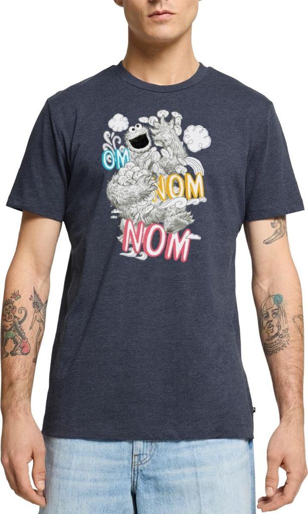 Spreadshirt Sesamstraße Krümelmonster Om Nom Kekse Männer Premium T-Shirt, XXL, Jeansblau