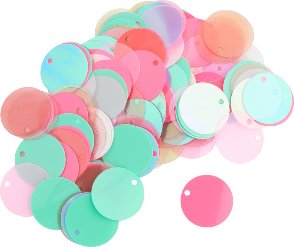 Rico Design Pailletten Rund Mix Multicolor 2 cm 14 g Bunte Bastel Deko Accessoires