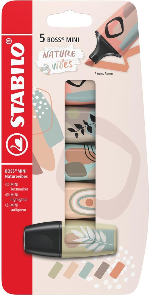 STABILO Textmarker - BOSS MINI Naturevibes - 5er Pack - 5 Farben