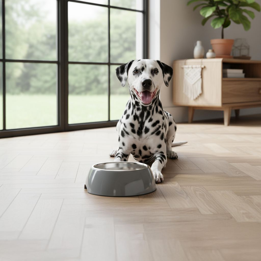 belviona Hundenapf & Katzennapf aus Melamin mit Edelstahleinsatz, hygienisch, spülmaschinenfest & rutschfest, 940 ml, grau