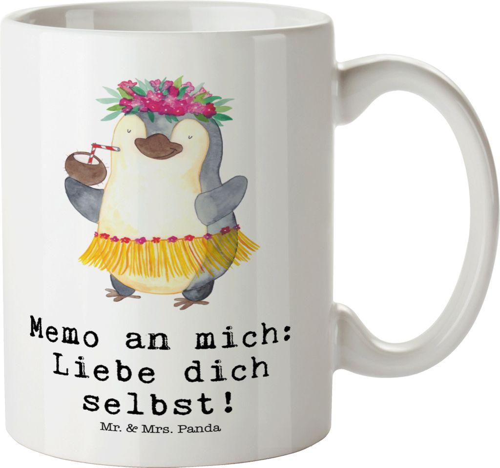 Mr. & Mrs. Panda weisse tasse Pinguin Kokosnuss - Weiß - Geschenk, Keramiktasse, Große, Teebecher, Pott, Hawaii, Urlaub, Riesenkaffeetasse, Aloha...