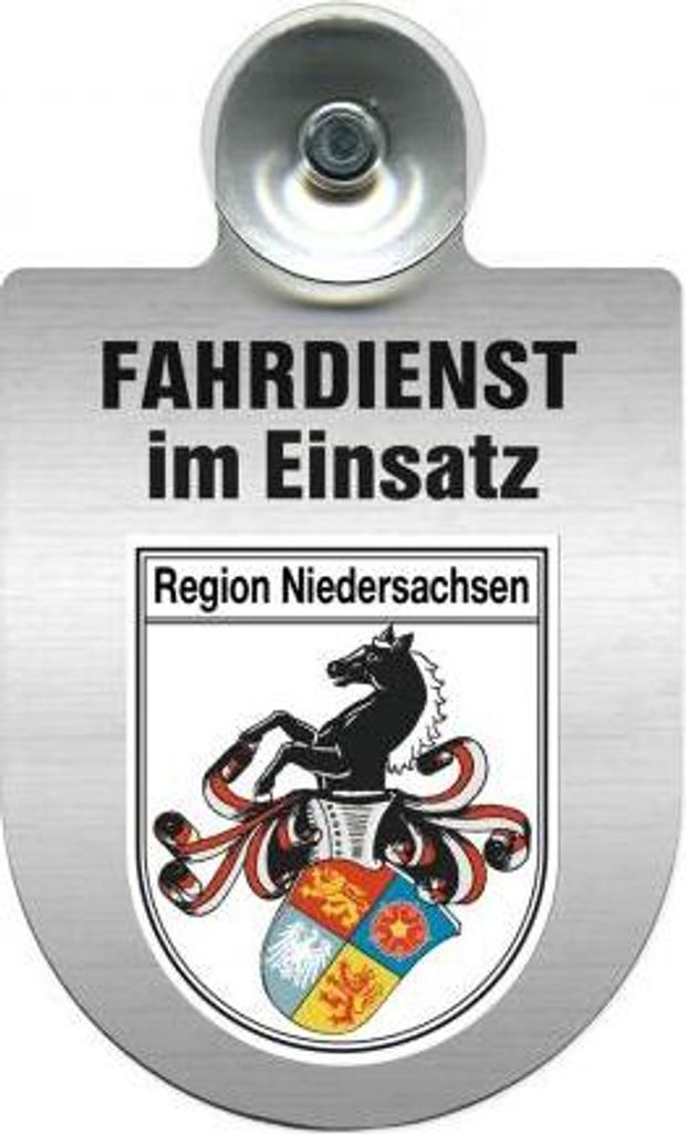 Einsatzschild Windschutzscheibe incl. Saugnapf - Fahrdienst im Einsatz - 309458 - incl. Regionen nach Wahl Color - Region Niedersachsen