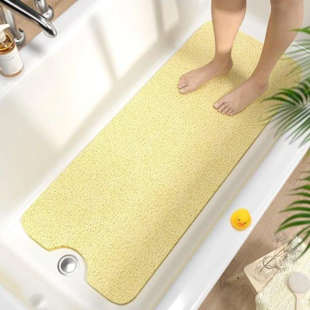 Tapis de douche antidérapant pour seniors et enfants, PVC beige 100x40 cm