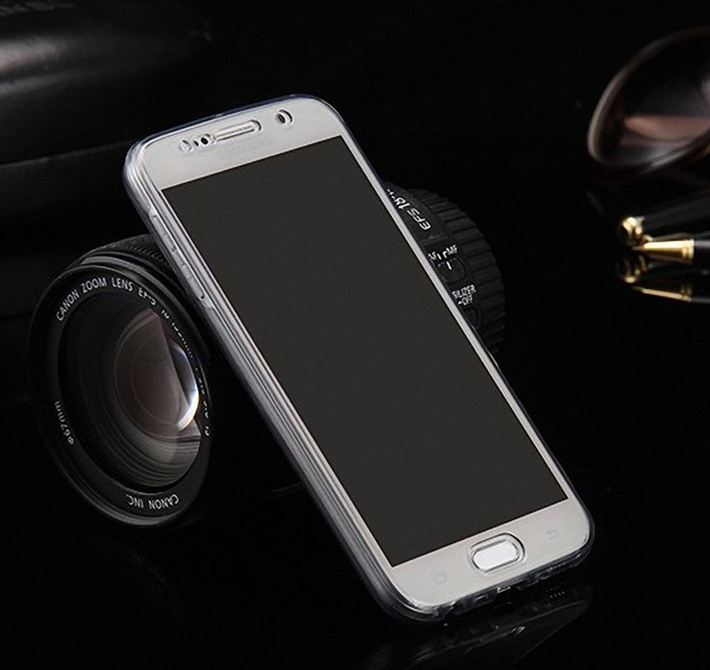 Crystal Case Hülle für Samsung Galaxy J3 Grau Rahmen Full Body