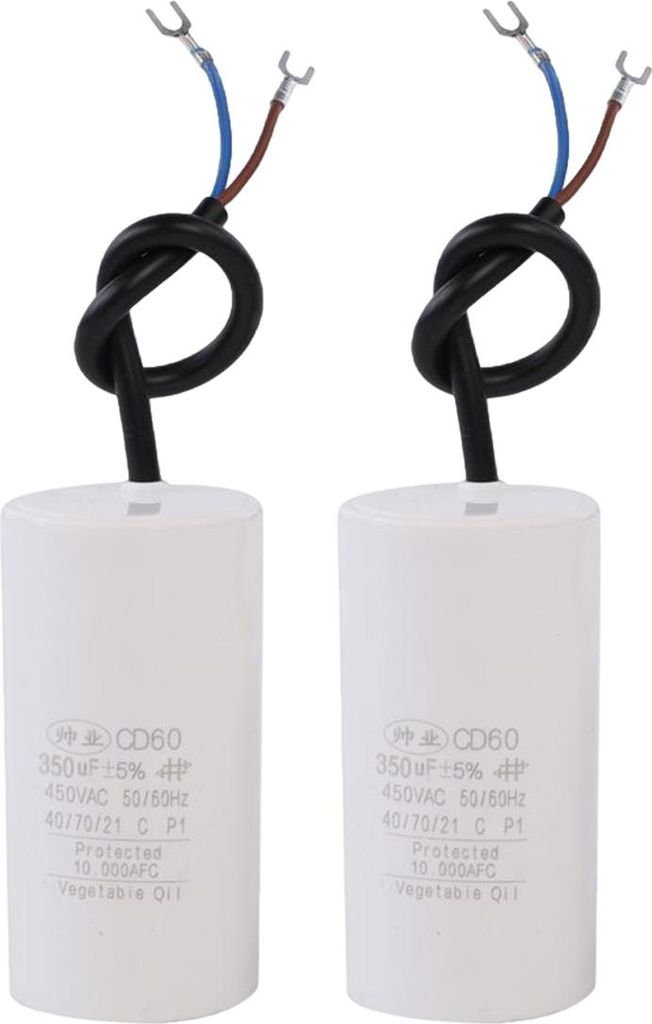 CBB60 30μF Wechselstrom 450 V, 2-adrig, 50/60 Hz, Zylinder 95 x 44 mm für Wasserpumpen, Waschmaschinen, Motorstarter, 2 Stück