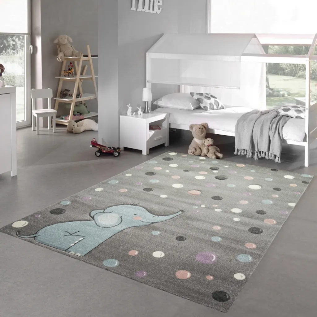 Tapis enfant anti-poussière éléphant - Confortable et grand 200x290 cm