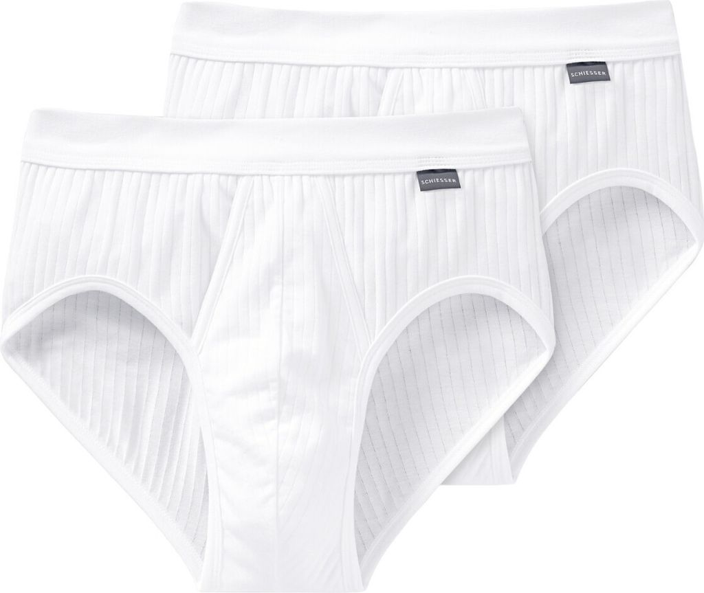 Schiesser 2er Pack Baumwolle Essentials Authentic Slip / Unterhose Flexibel und formstabil, Mit stilvollem Nadelzug, In perfekt sitzender, elastisc...
