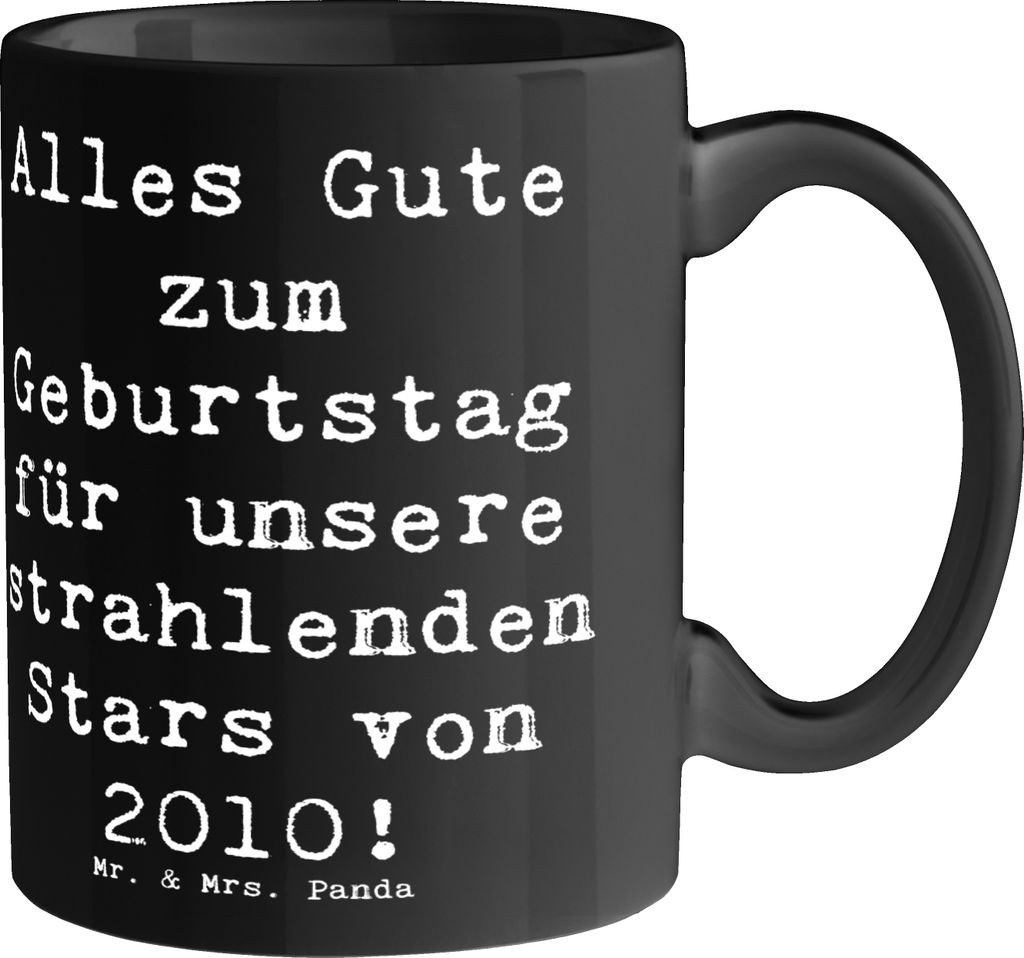 Mr. & Mrs. Panda Tasse mit Spruch Spruch 2010 Geburtstag Stars - Schwarz - Geschenk, Feierlichkeiten, Happy Birthday, Geburtstagsgeschenk, Teebeche...