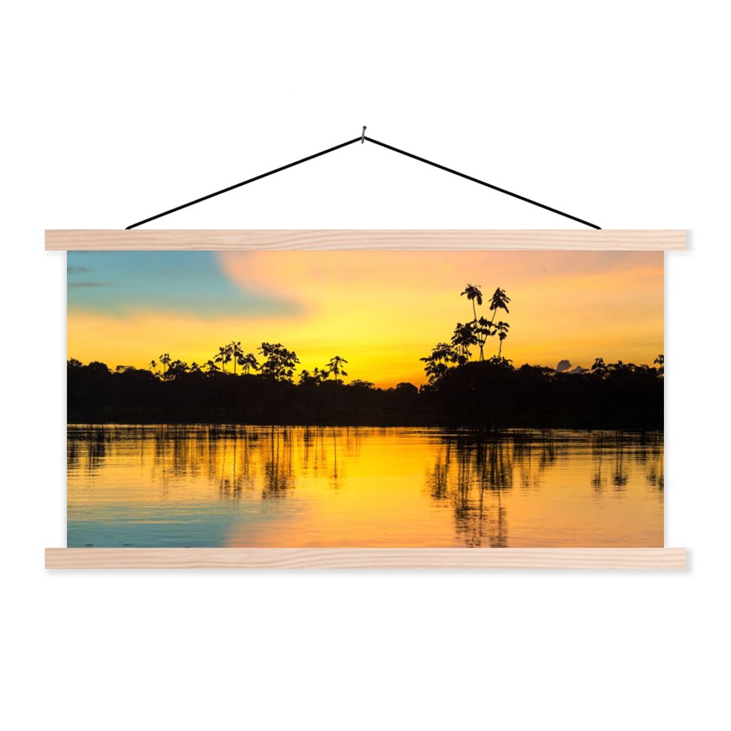 MuchoWow Textilposter Wasser - Natur - Sommer - Himmel 150x75 cm mit holzfarbenen Rahmen - Plakate