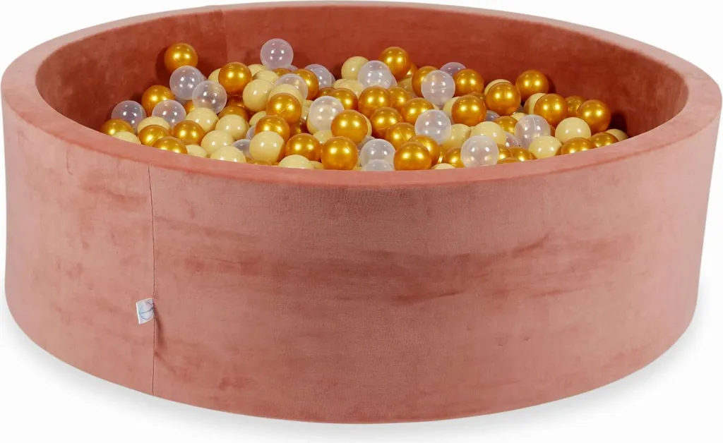 Piscine à balles pour motricité bébé avec 700 sphères or et beige