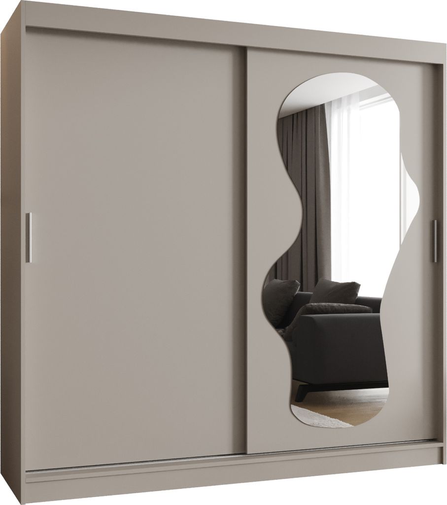MEBLE KRYSPOL ULTRA 200 Kleiderschrank mit zwei Schiebetüren für Schlafzimmer – moderner Aufbewahrungsschrank mit Kleiderstange und Regalen –...