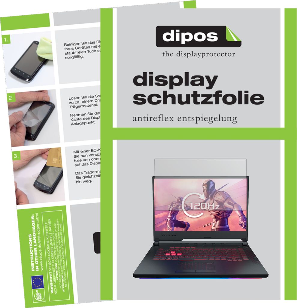 2x Schutzfolie für Asus ROG Strix Scar III G531GU matt Displayschutzfolie Folie Display Schutz dipos