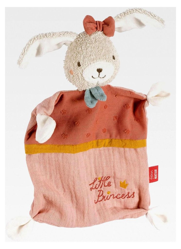 Schmusetuch Hase Princess – Spielkamerad & Kuscheltier-Schnuffeltuch aus biologischer Baumwolle – mit individuell gesticktem Slogan – Kuschel...