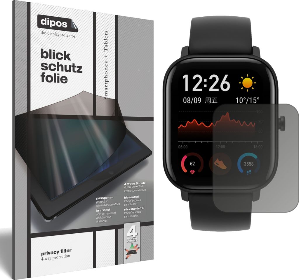 Blickschutzfolie für Huami Amazfit GTS matt Schutzfolie Folie Display Schutz dipos