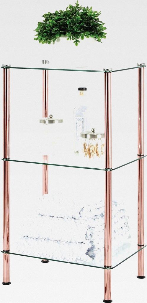 modernes Glasregal mit Metallbeinen – Badorganizer aus Glas mit 3 Ebenen – elegante Glasablage für Badezimmer, Büro oder Schlafzimmer – dur...