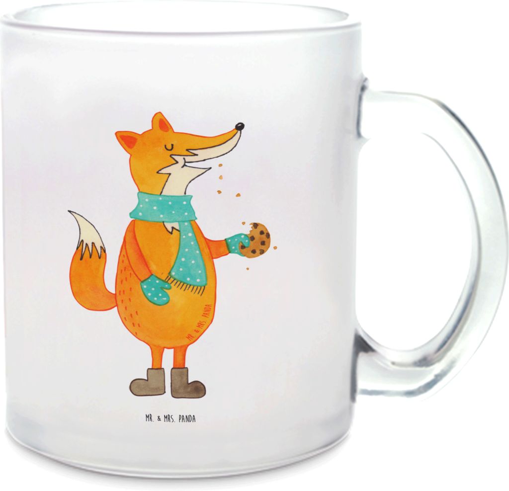 Mr. & Mrs. Panda Teetasse Fuchs Keks - Transparent - Geschenk, Küche Deko, Tee Tasse, Häferl, Haferl, Frieren, Winter, Weihnachtlich, Weihnachten...