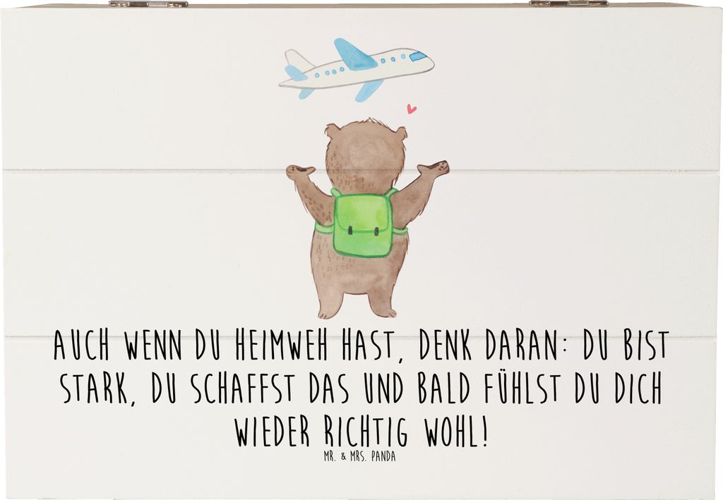 Mr. & Mrs. Panda Schatulle Heimweh überwinden 22 x 15 cm - Weiß - Geschenk, Zuhause, Geschenkbox, fotobox, Mutmacher, Fernweh, Vertrauem, Box, Sc...