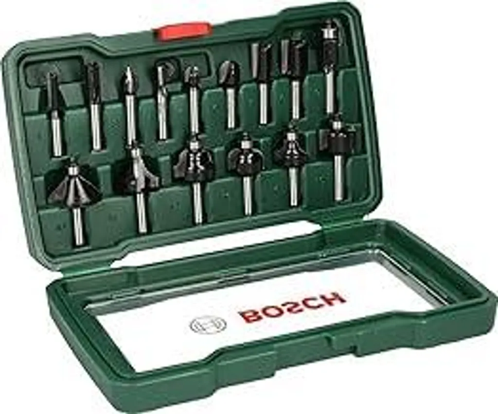 Accessori Bosch Frese Legno 8mm - Kit 15 Pezzi in Metallo Duro