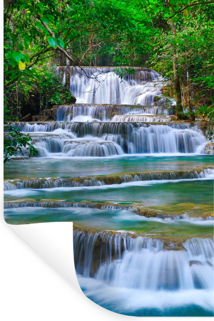 MuchoWow Wandtattoo Wandsticker Wandaufkleber Wasserfall - Bäume - Natur - Dschungel 40x60 cm Selbstklebend und Repositionierbar - Wierderverwen...