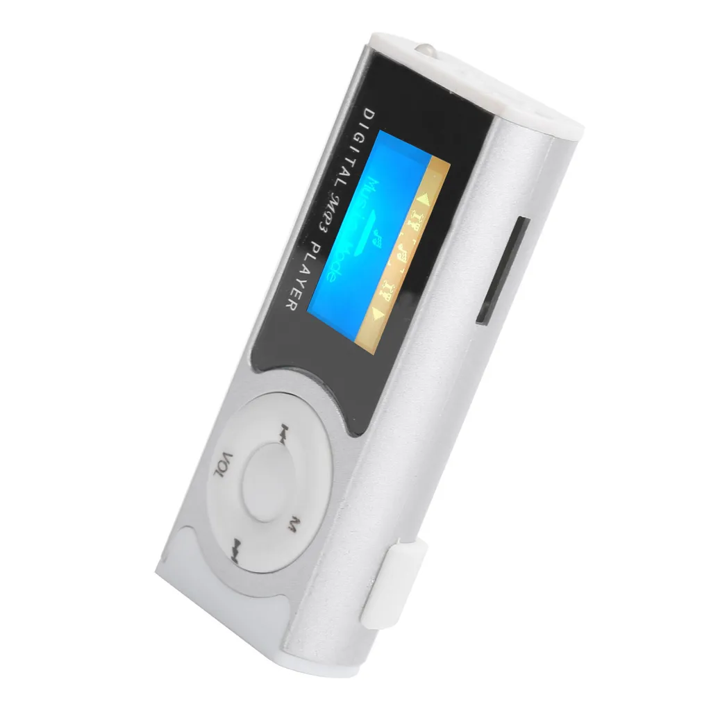 Mini Lettore Musicale MP3 LCD Argento con Torcia LED e Clip - 7
