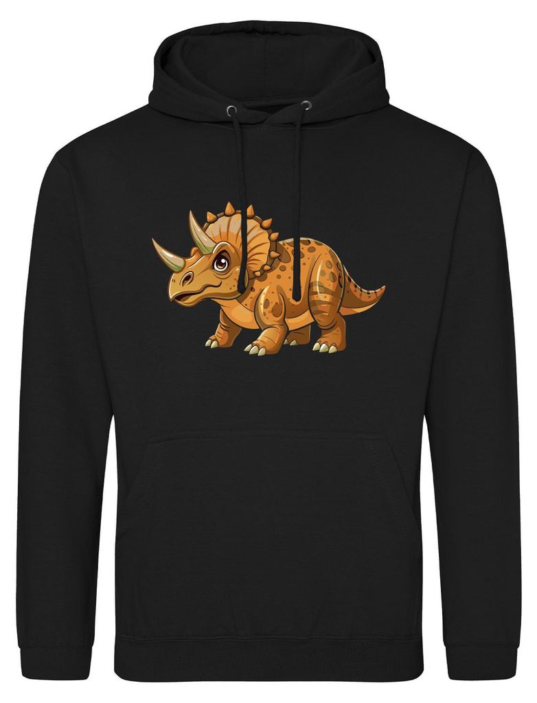 Huuraa Uni Hoodie Triceratops Dinosaurier XXL Deep Black Vegan Sweatshirt Geschenkidee