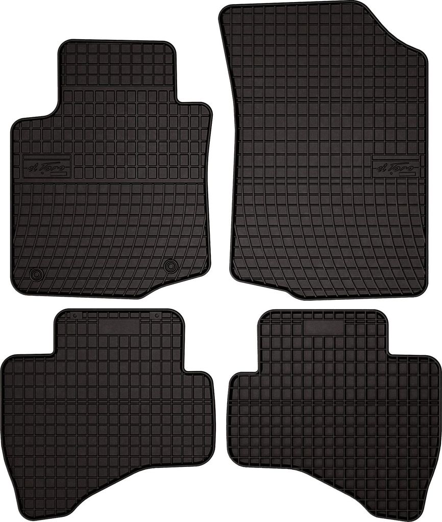 Gummifußmatten passend für Citroen C1 I (Schrägheck, Bj. 2005-2014) – schwarz, passgenau, mit Befestigungen set 4 Stk. - Gummi-Automatten