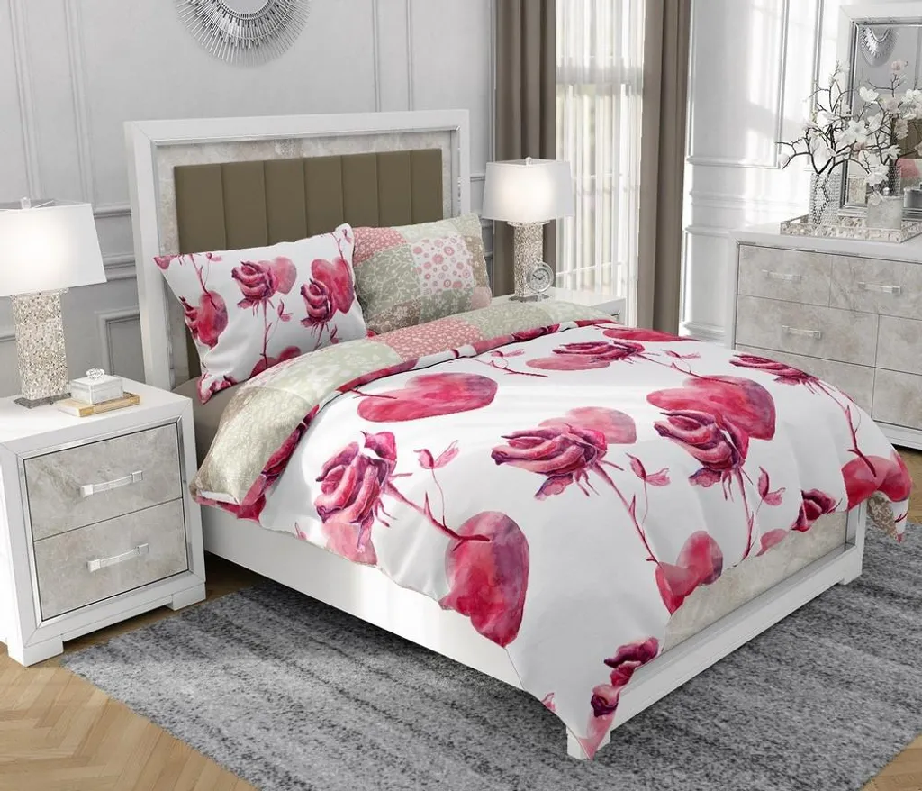 Set Letto 140x200 100% Cotone SOVIO So.9032 - Biancheria 3 Pezzi