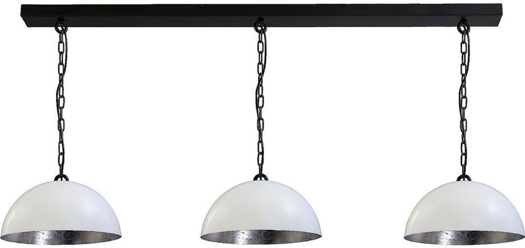 masterlight Pendelleuchte Larino 3-flammig Stahl Weiß-Blattsilber 130x30cm