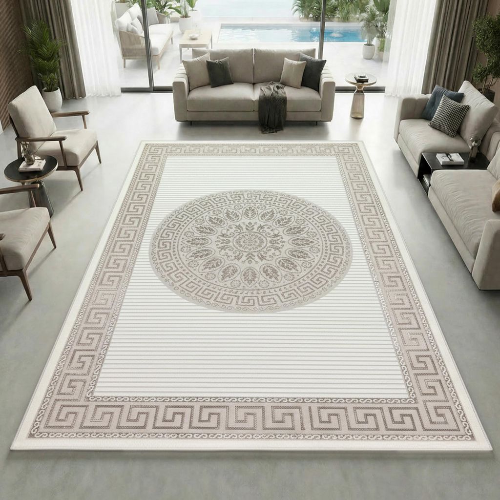 Glänzender Designerteppich mit Orientalischem Muster in Produktbild 