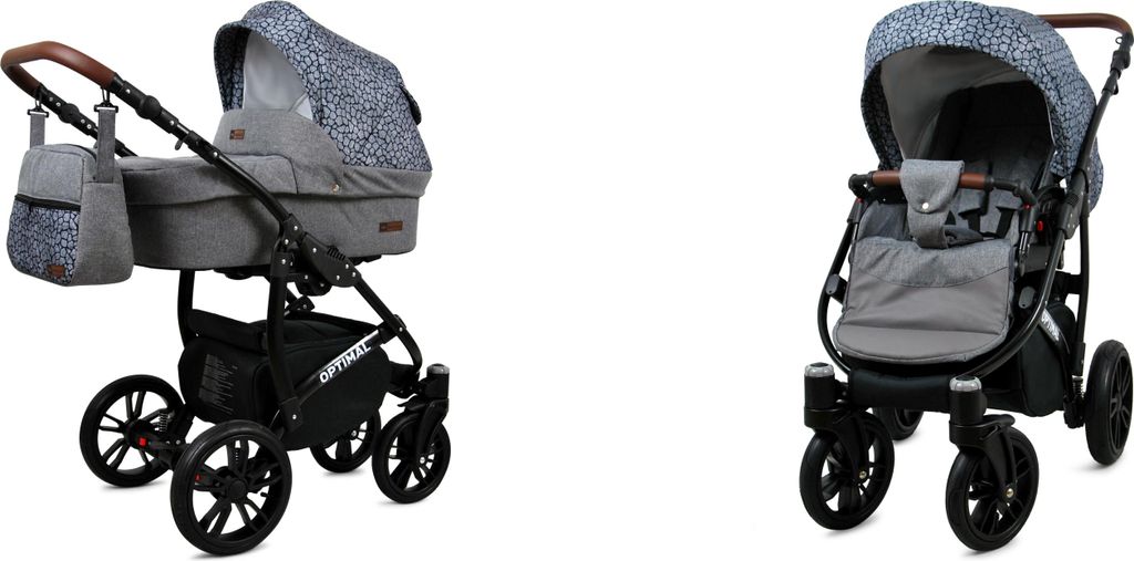 BabyLux Optimal | 2in1 Kinderwagen Set | Silver Stone | Kombikinderwagen | Kinderwagenset | Bug