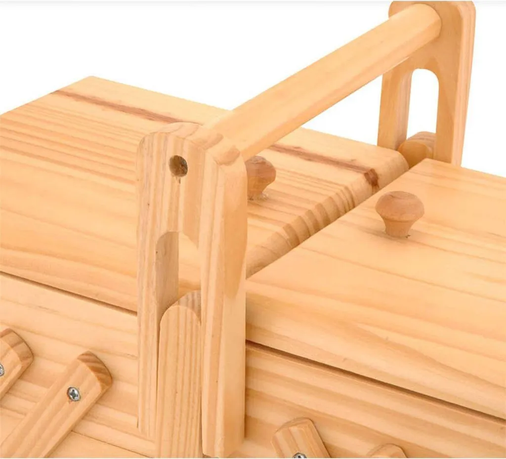 Boîte en bois 5 compartiments robuste avec poignée ergonomique - 15