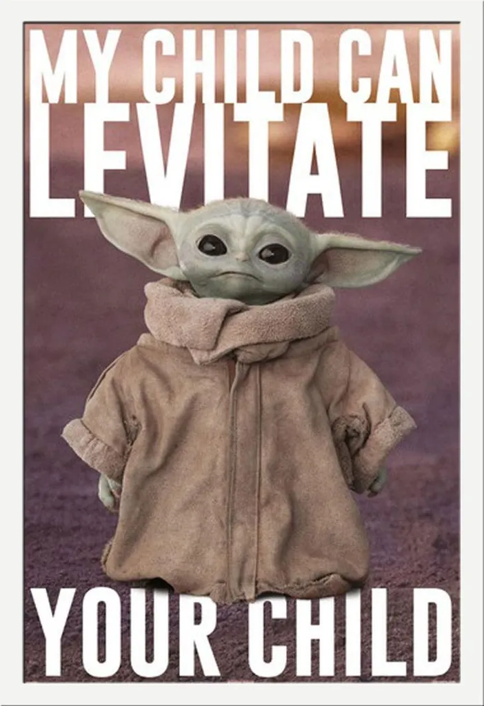 Décoration murale Star Wars Baby Yoda, cadre blanc Shinsuke® premium