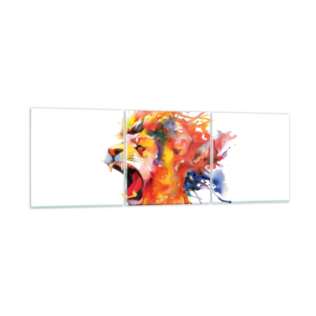 Bilder auf glas - Löwe modern Malerei Tier - 90x30cm - Glasbilder - Wandbilder - Kunstdruck - zum Aufhängen bereit - Wanddekoration aus Glas - Gl...