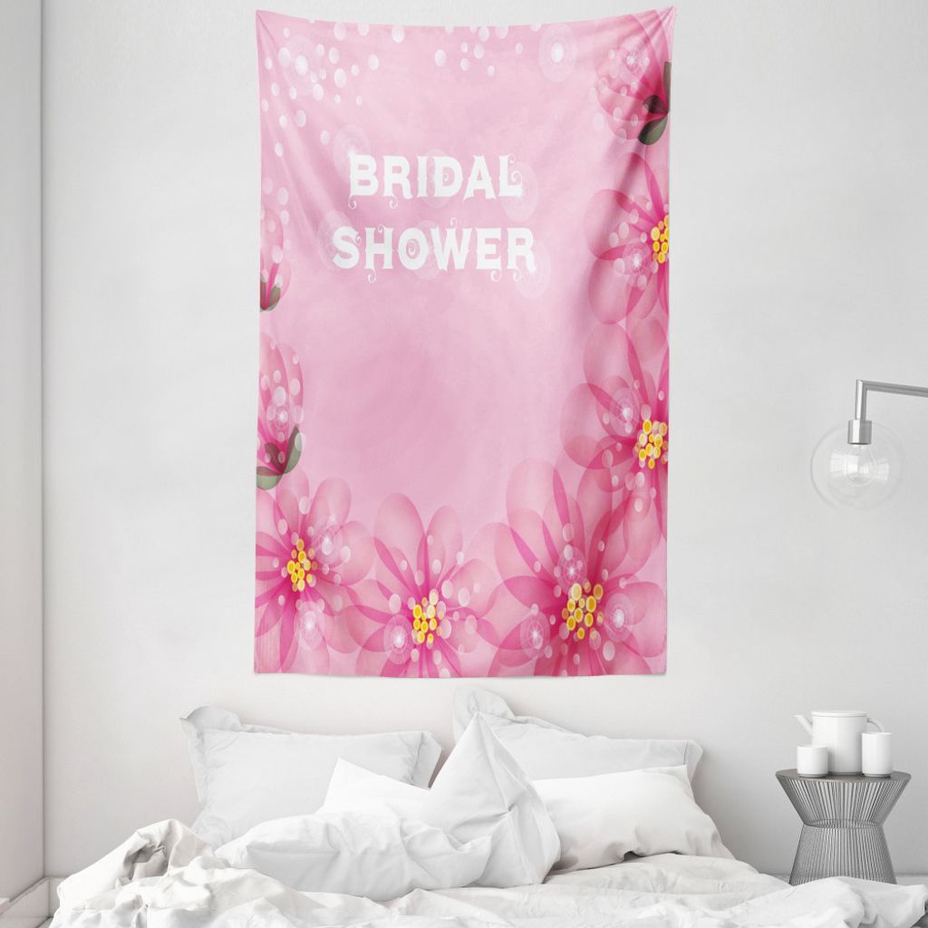 ABAKUHAUS Rosa Wandteppich und Tagesdecke, Abstrakte Blumenblätter Dots aus Weiches Mikrofaser Stoff Waschbar ohne Verblassen Digitaldruck, 140 x ...
