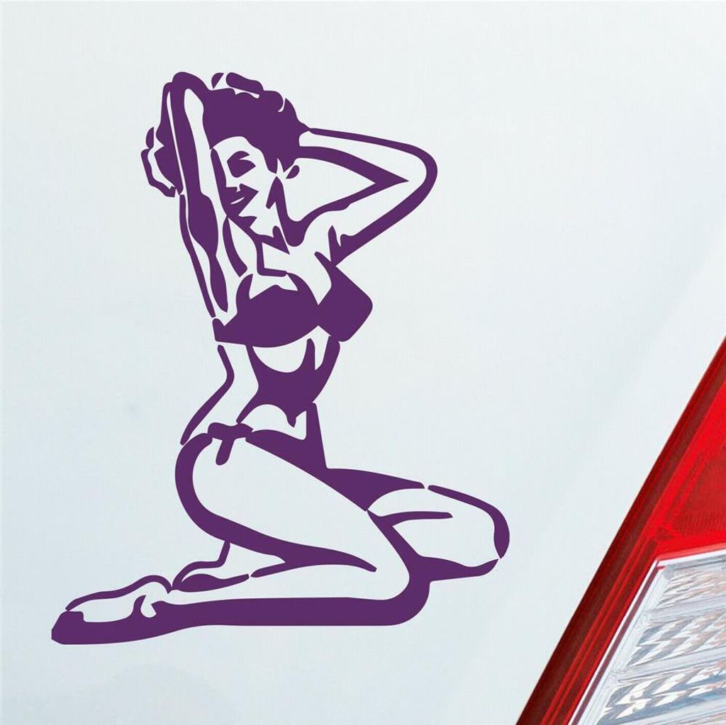 Auto Aufkleber Pin up Girl Sexy Girl Tuning Vintage Retro 12x10 cm Lila Sticker Heckscheibenaufkleber