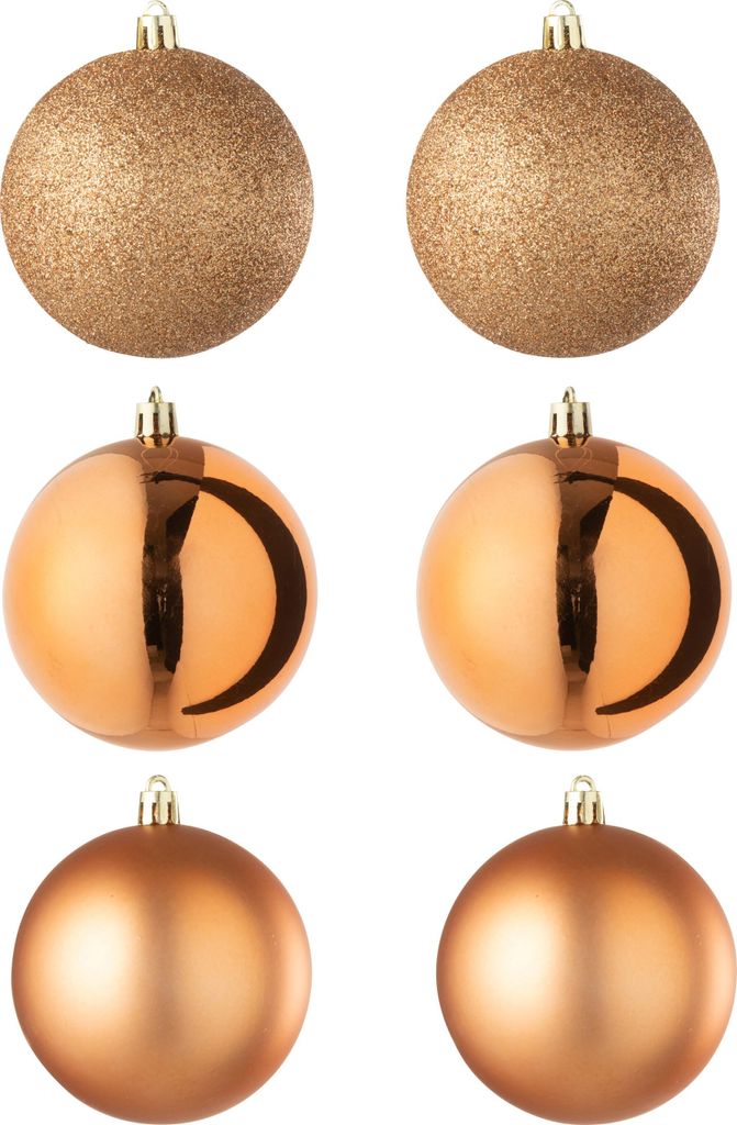 J-Line Dose Von 6 Weihnachtskugel Plastik Orange
