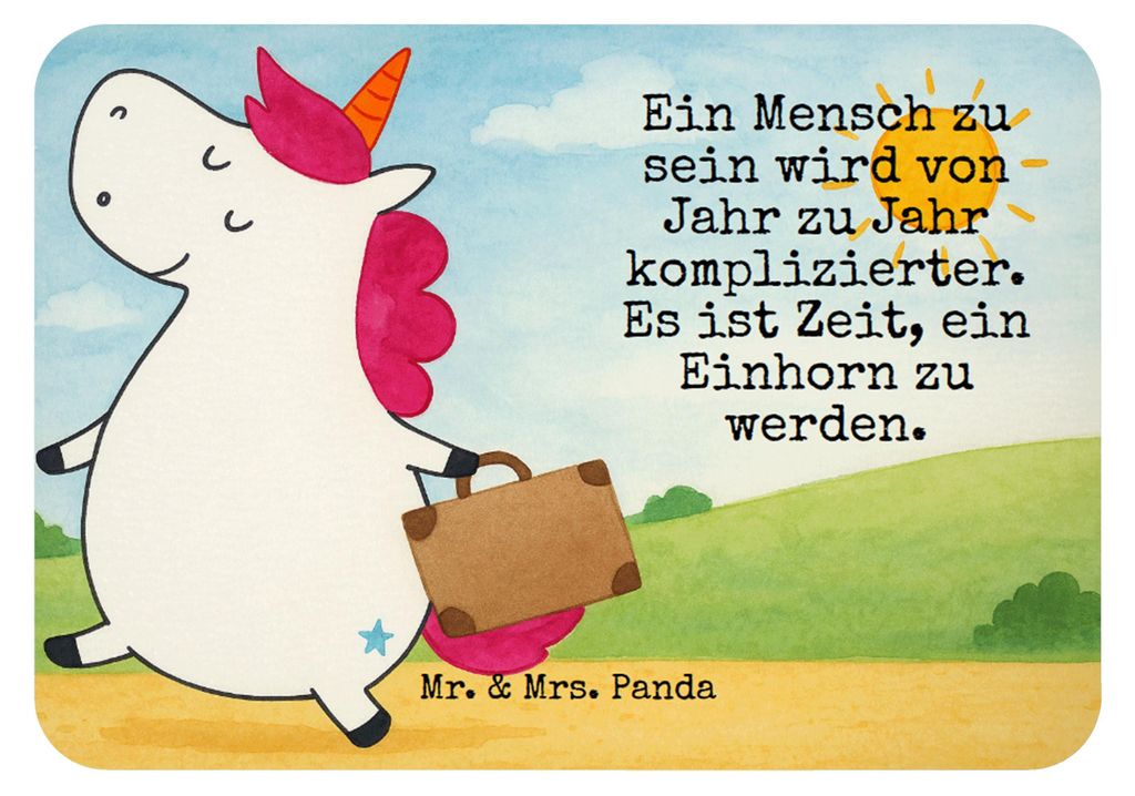 Mr. & Mrs. Panda magnet Einhorn Koffer Design - Weiß - Geschenk, haftmagnet, Unicorn, Verreisen, Kühlschrankmagnet, whiteboardmagnet, Einhörner,...