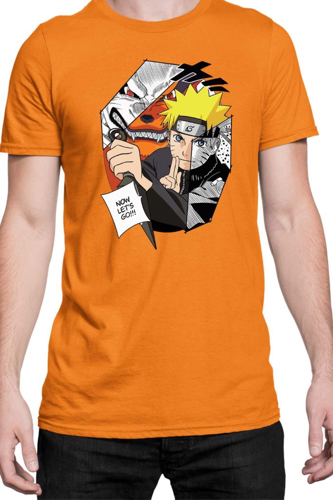 Herren T-Shirt Naruto Naruto & Kurama, Man 2XL / Orange