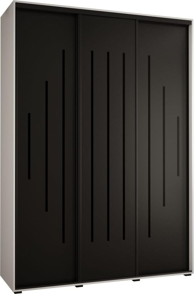 MEBLE KRYSPOL Davos 12 Schrank, drei Türen - 235,2x180x45 cm - Weiß Schwarz Schwarz