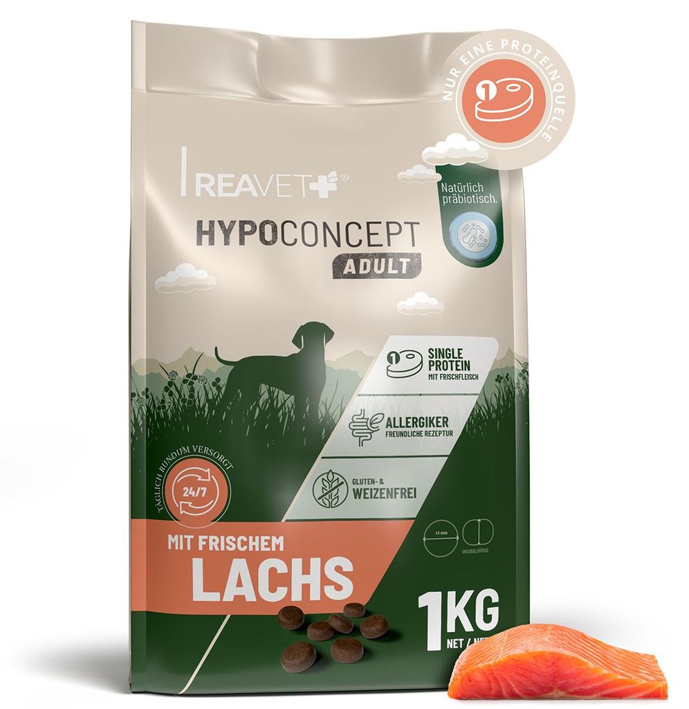 REAVET HYPOCONCEPT Hundetrockenfutter Lachs 1kg – Produktbild 